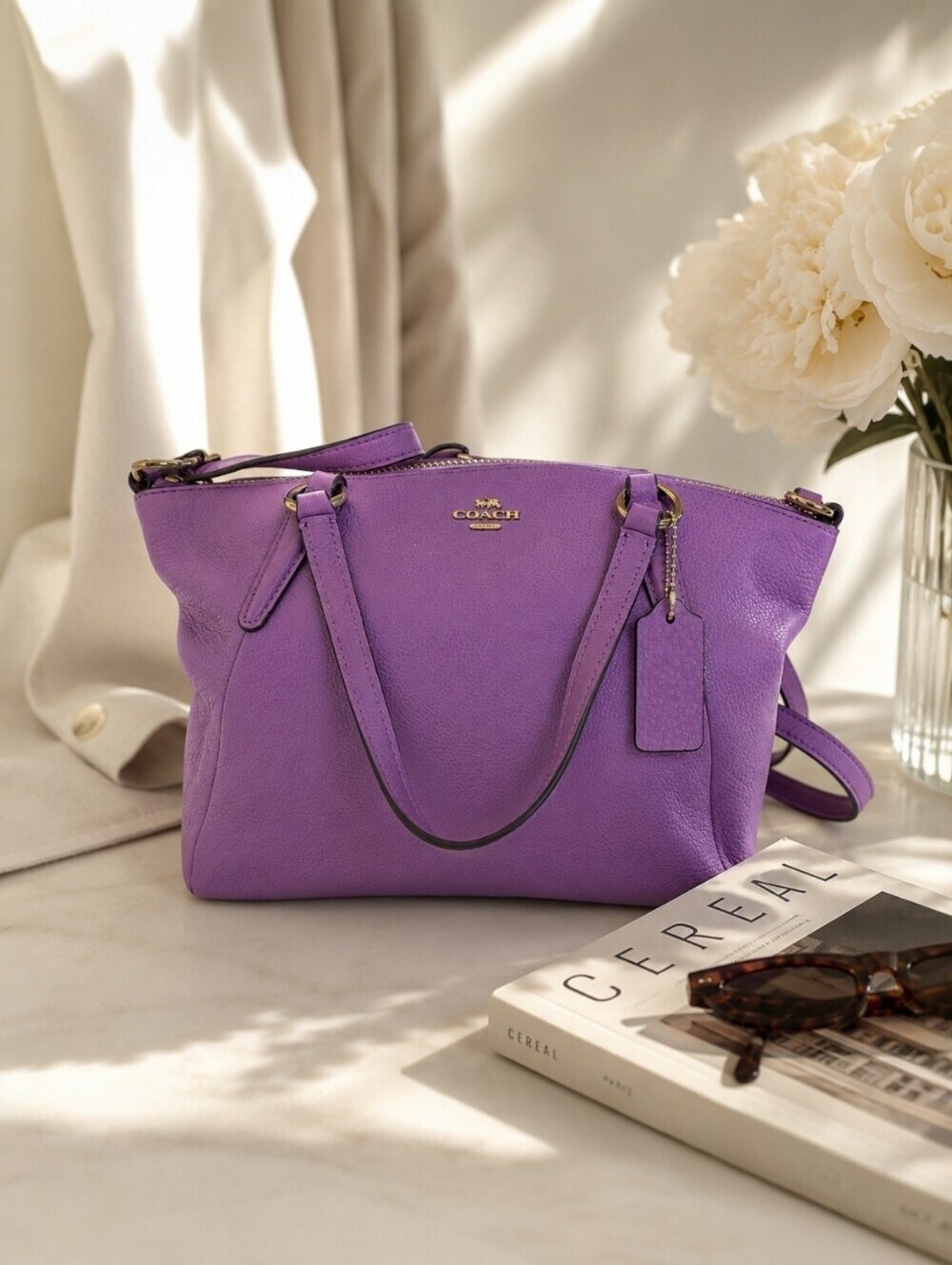 Coach Mini Kelsey Satchel Mauve Purple Pebbled Leather Crossbody Bag F57563 NWT - Picture 2 of 16